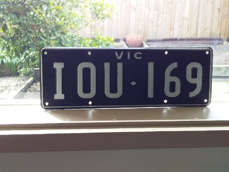 Iou169 I Owe You One 69 Number Plates For Sale Vic Mrplates