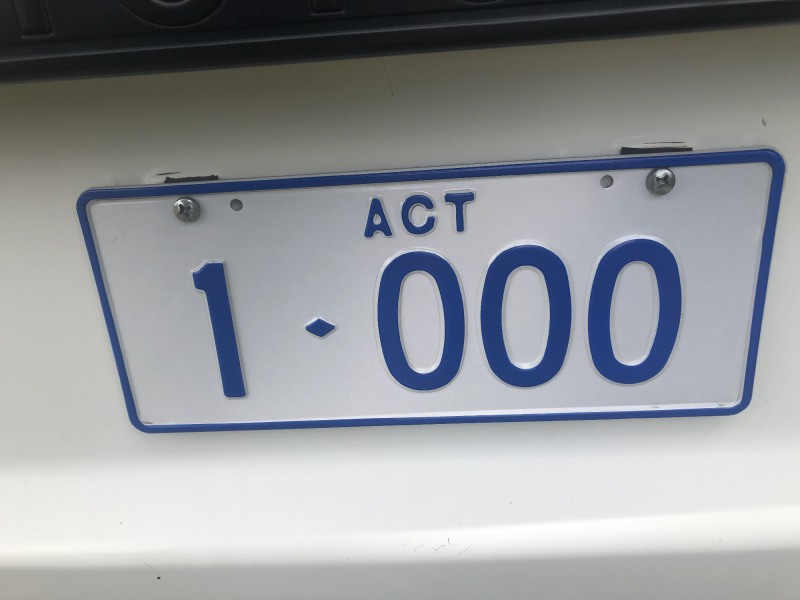 1·000 (ACT One Thousand First 4 Digit) Number Plates For Sale, ACT