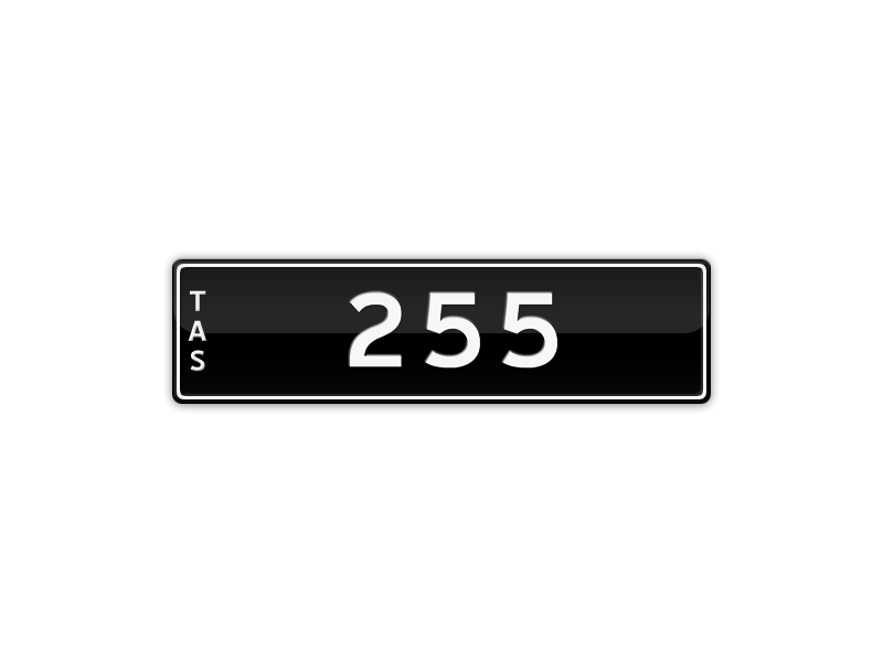255 (TAS 255) Number Plates For Sale, TAS MrPlates
