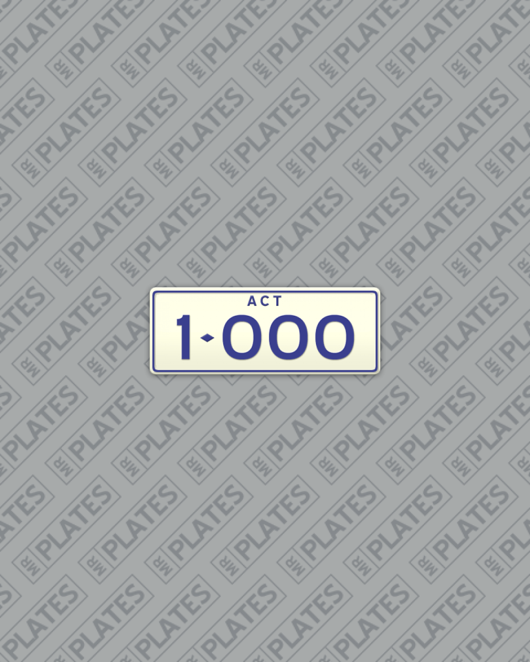 1·000 (ACT One Thousand First 4 Digit) Number Plates For Sale, ACT
