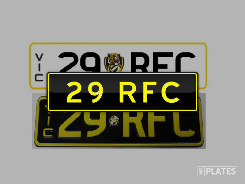 'Richmond  ' '  AFL  slimline Supporter number plate NEW  Black/yellow 